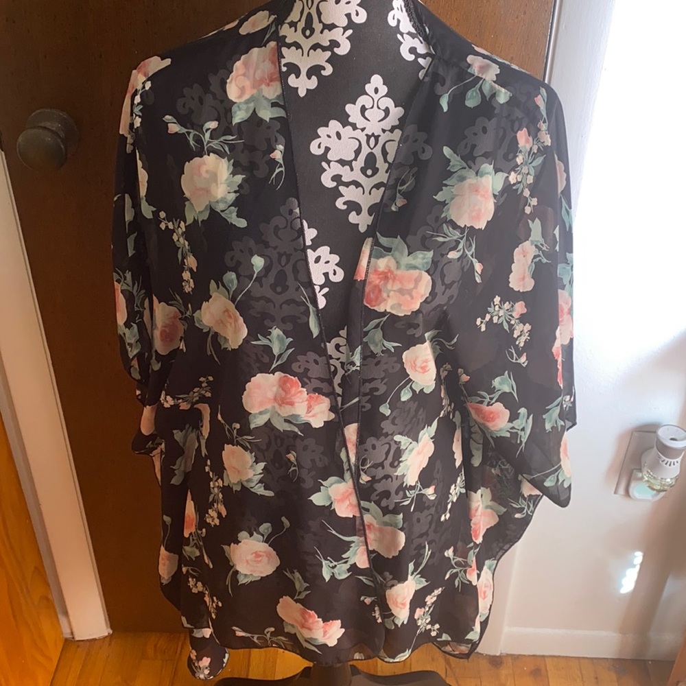 Lightweight black kimono style blouse